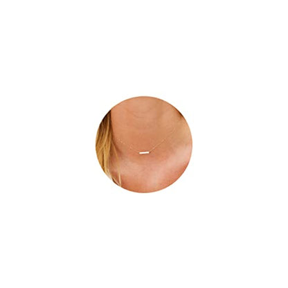 itianxi Dainty Cross Charm Pendant Necklaces,14K Gold Tiny Three Ball Necklace,Simple Fashion Jewelry for Women - color: bar charm