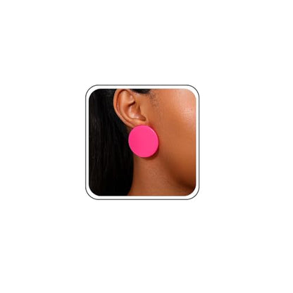 Acrylic Large Round Earrings Tortoise Shell Resin Big Circle Earrings Brown Acrylic Leopard Studs Large Round Disc Studs Jewelry for Women - color: Pink
