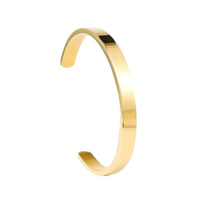 Stainless Steel Open Bangle Bracelet for Women 6mm/8mm Fashion Adjustable Wristband - color: A-Gold, size: 8mm