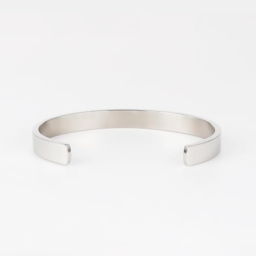 Stainless Steel Open Bangle Bracelet for Women 6mm/8mm Fashion Adjustable Wristband - color: B-Silver, size: 8mm