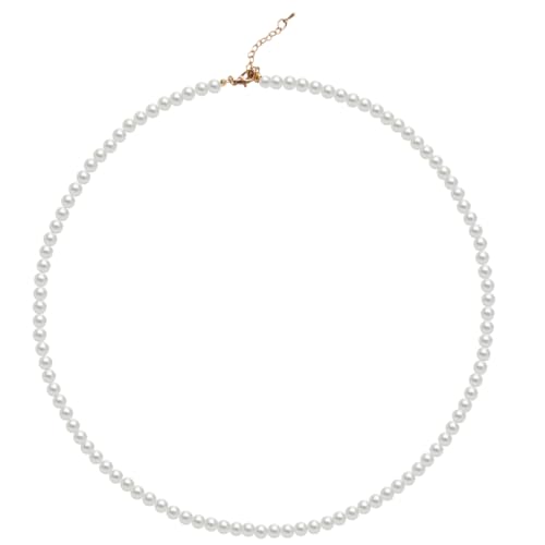 Pearl Choker Necklace for Women, 4/6/8/10mm White Imitation Pearl Necklace, Round Faux Glass Pearl Necklace, Pearl Necklace, Elegant Wedding Parties Pearl Necklace - color: Diameter of Pearl 4mm