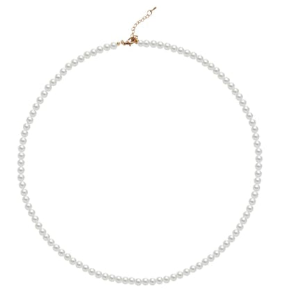 Pearl Choker Necklace for Women, 4/6/8/10mm White Imitation Pearl Necklace, Round Faux Glass Pearl Necklace, Pearl Necklace, Elegant Wedding Parties Pearl Necklace - color: Diameter of Pearl 4mm