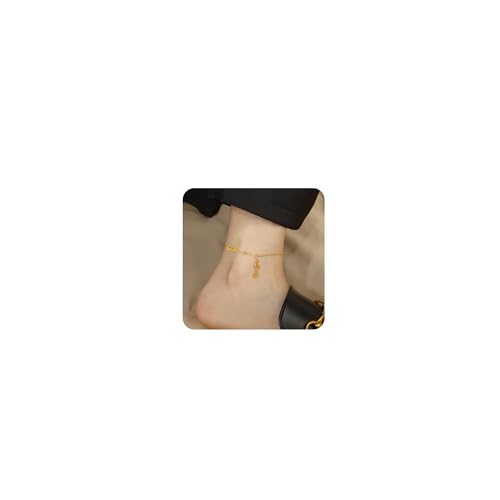 Dainty Gold Anklets for Women Stainless Steel Simple Ankle Bracelets Summer Beach Foot Chain Jewelry Gift - color: Good Luck