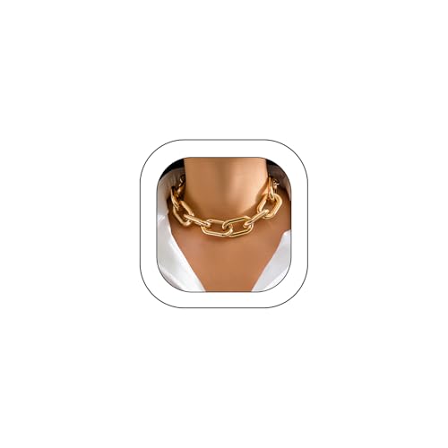 Chunky Gold Chain Necklace for Women Big Chunky Choker Necklace Gold Cuban Link Chain Necklaces Punk Hip-Hop Necklaces Costume Jewelry Gift - color: Gold02