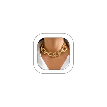 Chunky Gold Chain Necklace for Women Big Chunky Choker Necklace Gold Cuban Link Chain Necklaces Punk Hip-Hop Necklaces Costume Jewelry Gift - color: Gold02