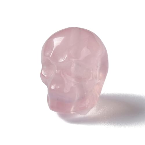 Elecrelive 5Pcs Gemstone Carved Skull Beads Rose Quartz Stone Skeleton Head Beads Pink Crystals for Halloween Necklace Bracelets Earrings Jewelry Making - color: Pink