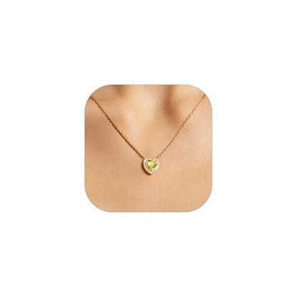 FindChic Birthstone Necklace For Women 12 Months Pendant Necklace | Waterproof Gold/Silver Chain Dainty Gemstone Jewlery for Wife Besties Girlfriend with Gift Box - color: Gold