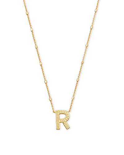 Kendra Scott Letters A-Z Pendant Necklace for Women, Fashion Jewelry, 14k Gold-Plated Brass - color: Letter R