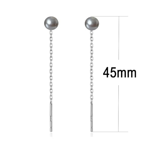 925 Sterling Silver Dangle Earrings with Charms Heart, Water drop, Moon, Star Long Drop Earring for Women Jewelry Gifts Hypoallergenic - color: pearl grey