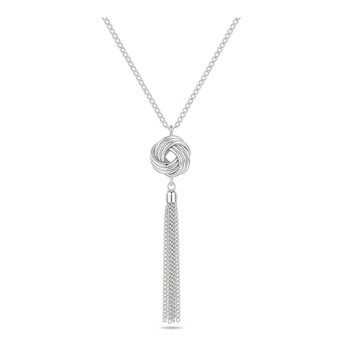 Tassel Necklace For Women Silver Y Knot Pendant Snake Chain Jewelry | Tassel Necklace For Women Knot Pendant Snake Chain Adjustable Minimalist Elegant Jewelry For Daily And Formal Wear