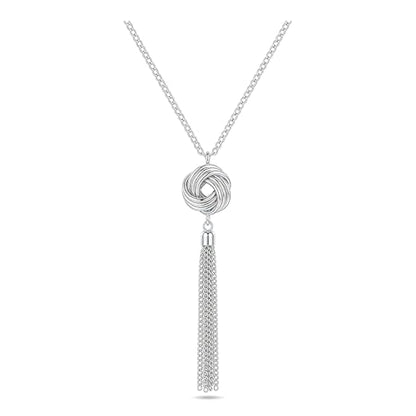 Tassel Necklace For Women Silver Y Knot Pendant Snake Chain Jewelry | Tassel Necklace For Women Knot Pendant Snake Chain Adjustable Minimalist Elegant Jewelry For Daily And Formal Wear