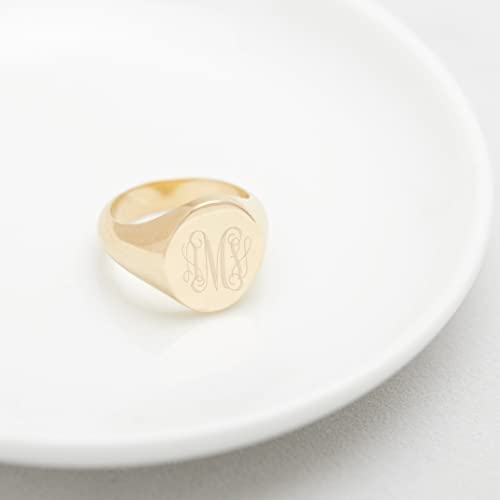 Brook & York Personalized Initial Signet Ring - Gold Tone Custom Initial Ring - Women's Personalized Ring - Gift for Her - Gifts for Mom - style: gold-plated, 7