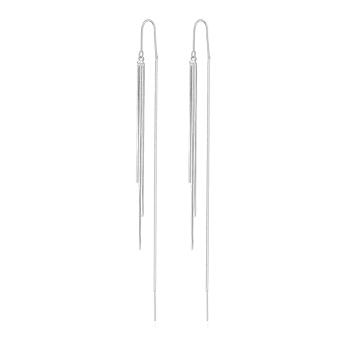 14K Gold Plated Threader Dangle Earrings Long Tassel Earrings Wedding Prom Earrings for Women Bridal - style: silver chain