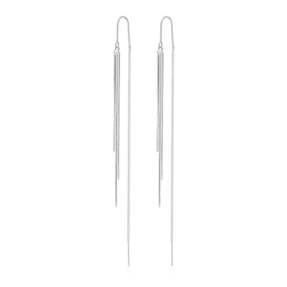 14K Gold Plated Threader Dangle Earrings Long Tassel Earrings Wedding Prom Earrings for Women Bridal - style: silver chain