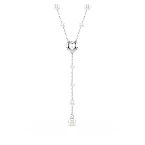 Swarovski Ariana Grande Collection, Clear Crystal & Pearls, Rhodium Finish, Necklaces, Earrings and Bracelets - color: Y Style Necklace