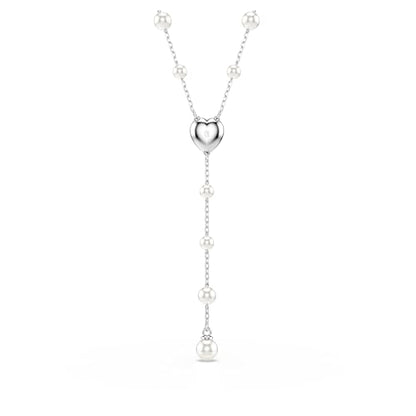 Swarovski Ariana Grande Collection, Clear Crystal & Pearls, Rhodium Finish, Necklaces, Earrings and Bracelets - color: Y Style Necklace