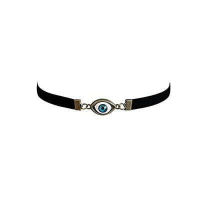 Gothic Black Velvet Goth Choker Necklace for Women,Cameo Black Choker Crow Skull Pendant Necklace Vintage Collar Skull Necklace Gothic Jewelry - style: Evil Eye