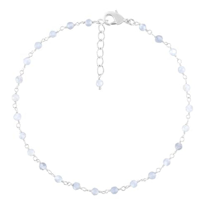 YANARA Gemstone Anklet for Women Dainty Boho Summer Beach Jewelry for Girls Handmade Rosary Charm Ankle Bracelets for her 9+1.5 inch Gifts For Her