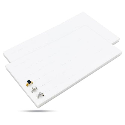 2-Pack 72-Ring Holders Leatherette Foam Padding Jewelry Inserts - Tray/Case Liners - Retail Display, Storage (White) by The Display Guys - color: White - Leatherette, size: Ring Slots - 72