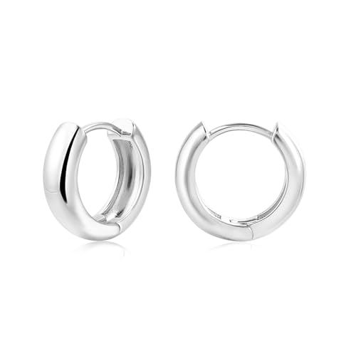 CONRAN KREMIX Small Thick Gold Chunky Hoop Earrings Lightweight Huggie Hoops For Women - color: 18.0 MM - Silver