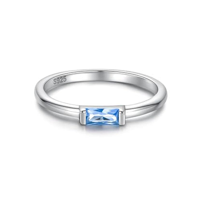 Sariel Birthstone Rings Jewelry 925 Sterling Silver Colorful Stackable Promise Ring for Women Wife Girlfriend Mom - color: December