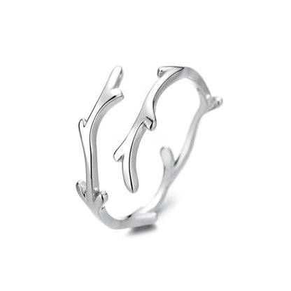 Adjustable Leaf Stackable Rings for Women Cubic Zirconia Stones Blue Leaves Purple Flower Open Band Stacking Finger Sliver Rings Fashion Plant Floral Aesthetic CZ Jewelry - color: branch