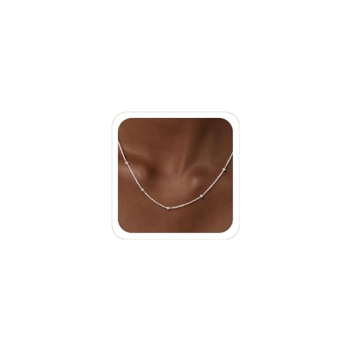 MBW Silver Paperclip Chain Necklace for Women,Dainty Sterling Silver Choker Necklaces for Women Trendy Simple Long Chunky Minimalist Waterproof Link Necklace Jewelry Gifts for Women 16/18/20 in - color: Beaded-16inch