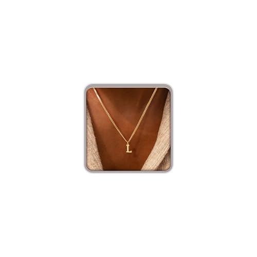 Gold Initial Necklace for Women, Dainty 14K Gold A-Z Letter Necklace Cute Pendant Personalized Name Necklace Trendy Fashion Jewelry Birithday Gift for Her - color: L