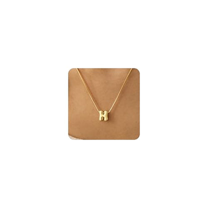 Bubble Gold Initial Necklaces for Women,14K Gold Plated A-Z Initial Necklaces for Women, Chunky balloon letter name Pendant Necklace Fashion Jewelry Gifts - color: H, style: Gold
