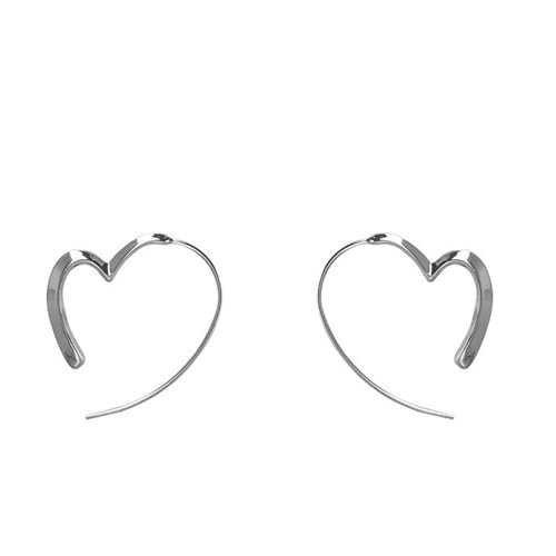 S925 Silver-Tone Heart Huggie Hoop Earrings for Women - Dainty Minimalist Love Jewelry, Everyday Wear & Gift Accessory