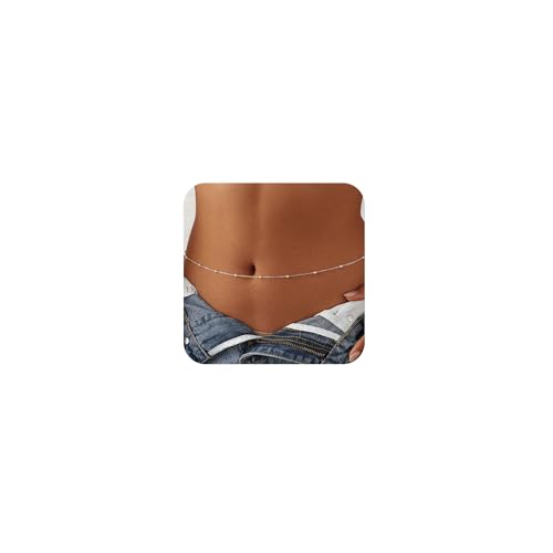 Waist Chain for Women 14K Gold/Silver Plated Body Chain Beads Link Belly Chains Belly Belt Waist Beads Chains Adjustable Sexy Bikini Body Jewelry Daily Belts Gifts for Women - style: Waist Beads-SL