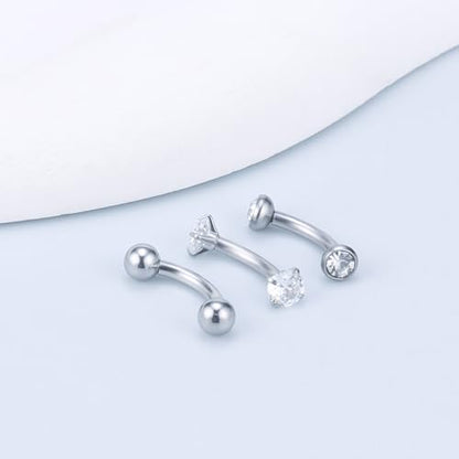 14G Small Belly Button Ring Piercing Jewelry 316L Stainless Surgical Steel Tiny Internally Threaded Navel Rings Belly Button Ring Piercing Jewelry for Women 14 Gauge Hypoallergenic - color: Silver-6MM Bar-Clear CZ