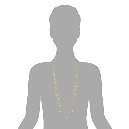 COOLSTEELANDBEYOND Statement Necklace Waterfall Multi-Strand Layered Long Chains with Ball Charm Pendant - color: A-Color: 18K Gold-Plated