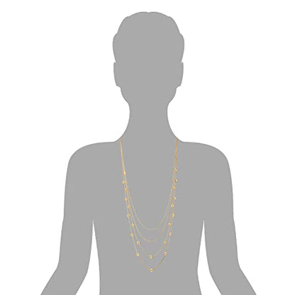 COOLSTEELANDBEYOND Statement Necklace Waterfall Multi-Strand Layered Long Chains with Ball Charm Pendant - color: A-Color: 18K Gold-Plated