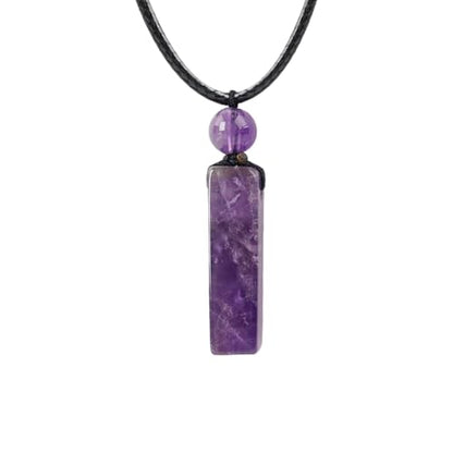 weryerker Natural Gemstone Pendant Necklace for Men, Healing Crystal Pendant, Cuboid Amulet Pendant with Adjustable Wax Rope - color: Amethyst