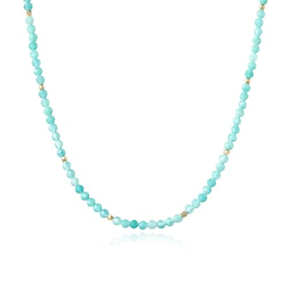 ARSIS Genuine Beaded Gemstone Necklace for Women, Colorful Natural Stone Handmade Bead Choker, Personalized Birthstone Necklace, Boho Summer Beach Necklace Layering Stackable Jewelry Gift - color: Amazonite (December)