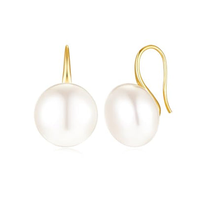 Pearl Earrings for Women Minimalist Pearl Drop Earrings Elegant Leverback Dangle Earrings Wedding jewelry Bridesmaid Gifts - style: oval pearl-10mm(medium)
