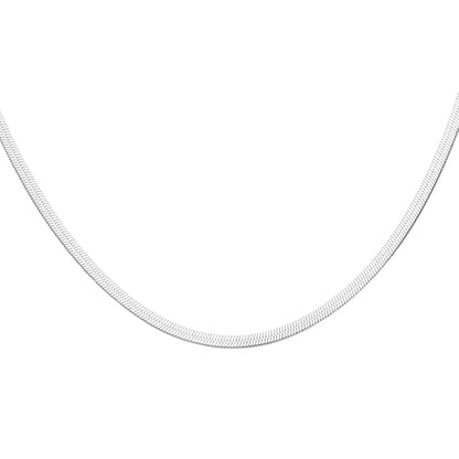HARFINGTON Herringbone Necklaces Stainless Steel Snake Chain Necklace Adjustable Flat Chain for Jewelry Gift - color: Silver, size: 20" x 0.16"