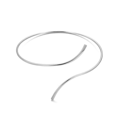 Minimalist Double Layered Open Cuff Anklet for Women 14K Gold Plated Adjustable Ankle Bracelet Chain Dainty Beach Holiday Fashion Jewelry Accessary - color: Silver