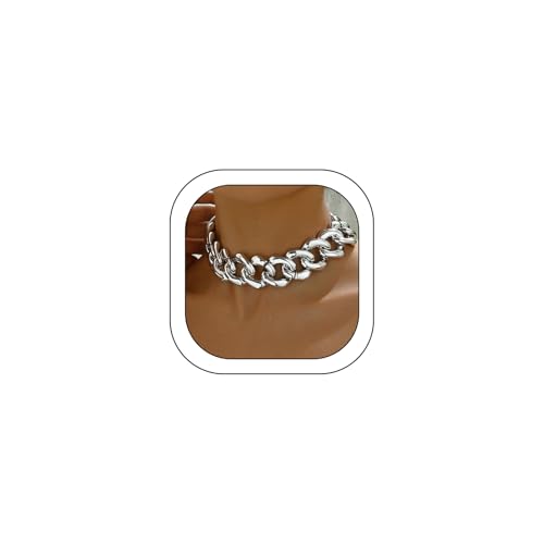 Chunky Gold Chain Necklace for Women Big Chunky Choker Necklace Gold Cuban Link Chain Necklaces Punk Hip-Hop Necklaces Costume Jewelry Gift - color: Silver09