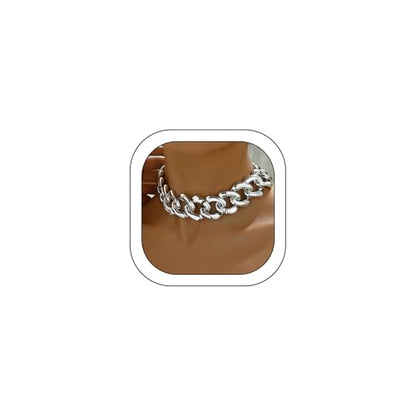 Chunky Gold Chain Necklace for Women Big Chunky Choker Necklace Gold Cuban Link Chain Necklaces Punk Hip-Hop Necklaces Costume Jewelry Gift - color: Silver09