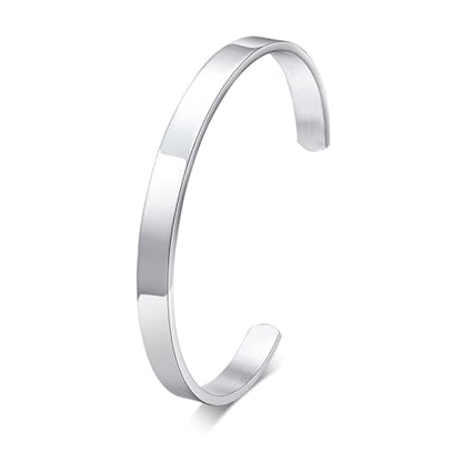 Stainless Steel Mens Cuff Bracelet : Minimal Cool Silver/Black/Gold Plated Open Metal Cuff Bangle Bracelets for Men,Mens Bracelet Jewelry Gift - color: Silver-Single, size: Medium( fit 5.5"-7.2" wrist)