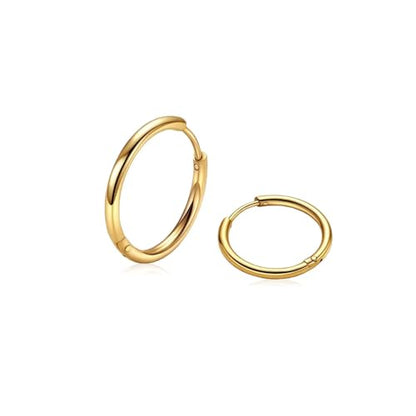 Silver Gold Hoop Earrings for Women Men, 316L Surgical Stainless Steel Huggie Hoop Earrings Set Hypoallergenic Small Cartilage Earrings Lightweight Hoop Earrings Huggie Set - color: 1 Pair Gold(18mm)