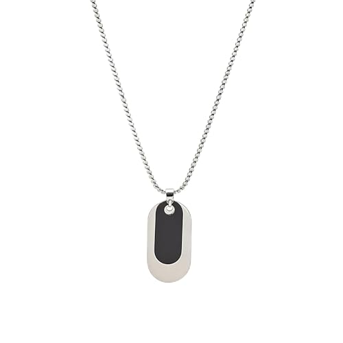 Bar Pendant Necklace for Men & Women, Minimalist Stainless Steel Vertical Bar Chain, Modern Trendy Jewelry with Matte Finish, Simple Pendant Gift for Daily Wear - color: Pendent Silver 2