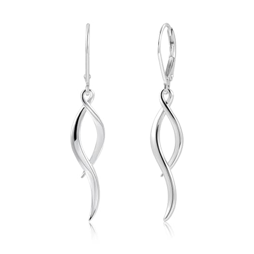 ALEXCRAFT 14K Gold/Silver Twisted Brushed Tassel Dangle Earrings for Women | Hypoallergenic Elegant Lightweight Long Twisted Tassel Dangling Drop Leverback Earrings for Women Trendy Jewelry Gifts in Box - color: Silver