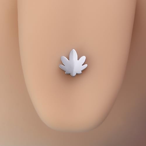 4Pcs 14G Stainless Steel Tongue Rings for Women Simple Heart Star Maple Leaf Tongue Ring Straight Bar Tongue Barbell Hypoallergenic Tongue Piercing Jewelry - style: Maple Leaf