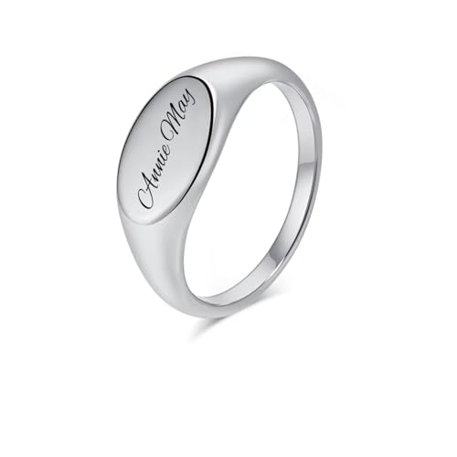 Personalized Women's Oval Signet Ring - Custom Engraved Ring For Ladie's - Signet Wedding Band - Initials or Monogram Engraved Free - Ships From USA
