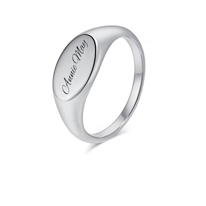 Personalized Women's Oval Signet Ring - Custom Engraved Ring For Ladie's - Signet Wedding Band - Initials or Monogram Engraved Free - Ships From USA