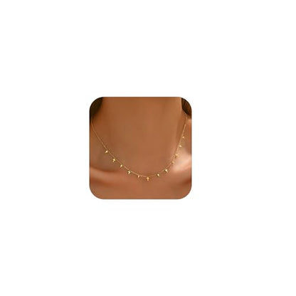 Gold Chain Necklace for Women 18K Gold Plated Dainty Star Cross Heart Cuabn Choker Chains Stainless Steel Trendy Jewelry Christmas Gifts - color: Small Cross-Gold