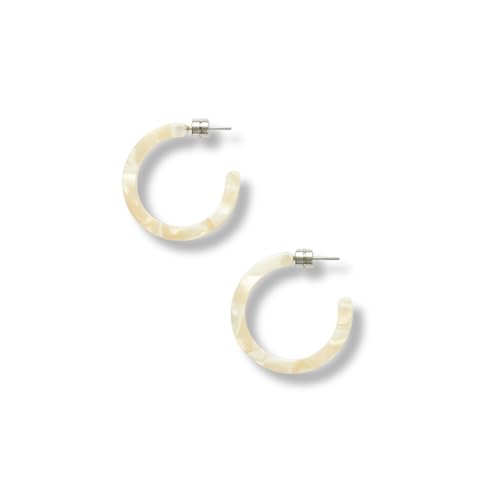 Circle Hoop Earrings Acetate Resin Fashion Jewelry for Women - color: Ivory, size: Mini
